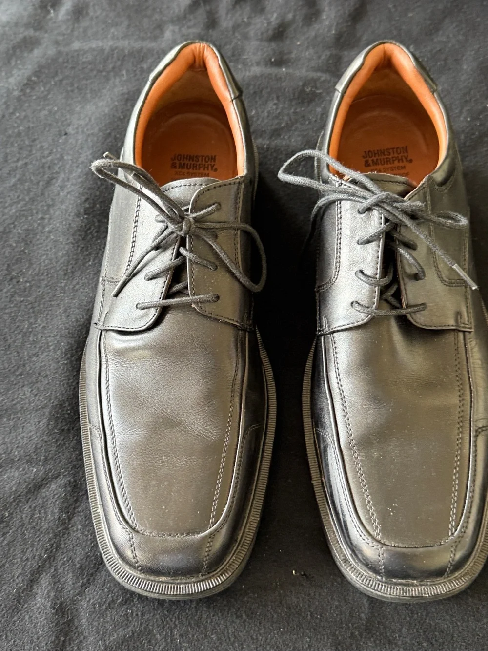 Johnston & Murphy Black Leather Lace-Up Oxfords